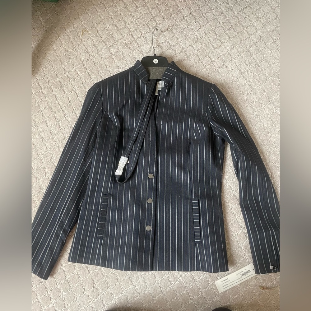 NWT Worth Pinstripe Lieutenant Jacket, Size 8, With Belt